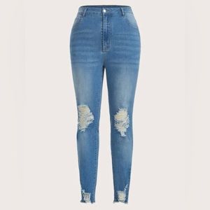 Shein plus ripped skinny jeans. Medium wash. Size 16.